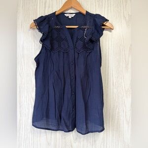 Nanette Lepore Navy Sleeveless Blouse Size S NWT